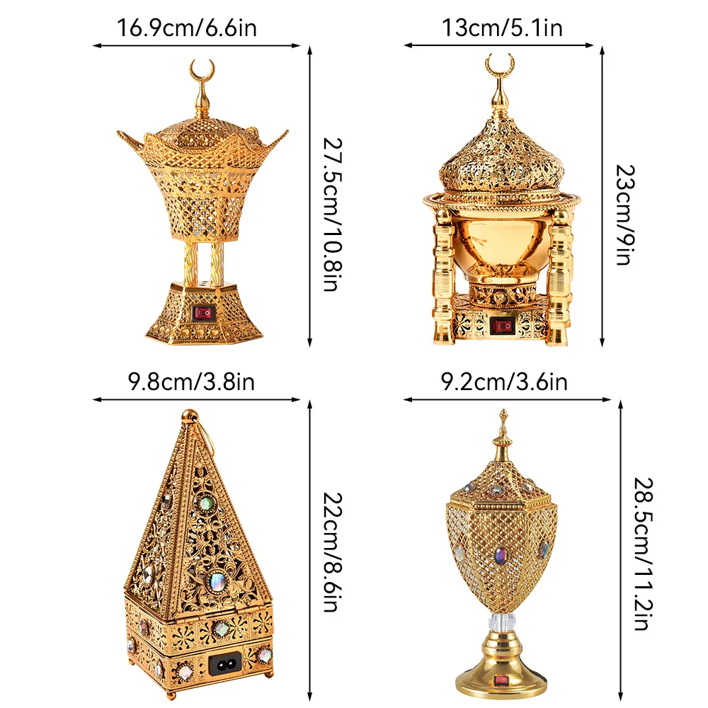 Imagem -04 - Arabian Elétrico Incenso Queimador Médio Oriente Requintado Sândalo Fogão Artesanato Árabe Incenso Queimador Decoração de Casa