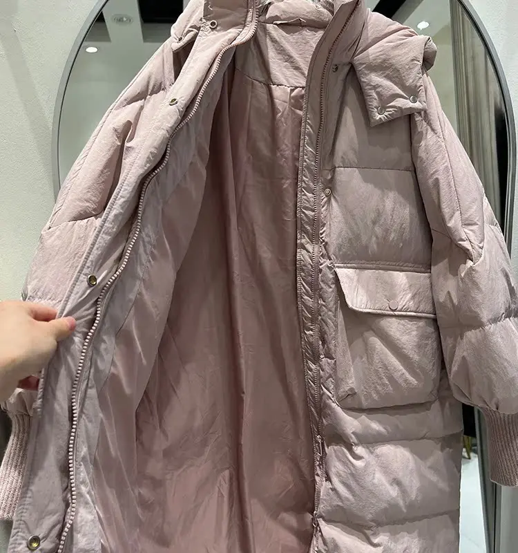 شتاء جديد المرأة أسفل سترة التنقل مقنعين المتضخم يندبروف محبوك أسفل سترة #6