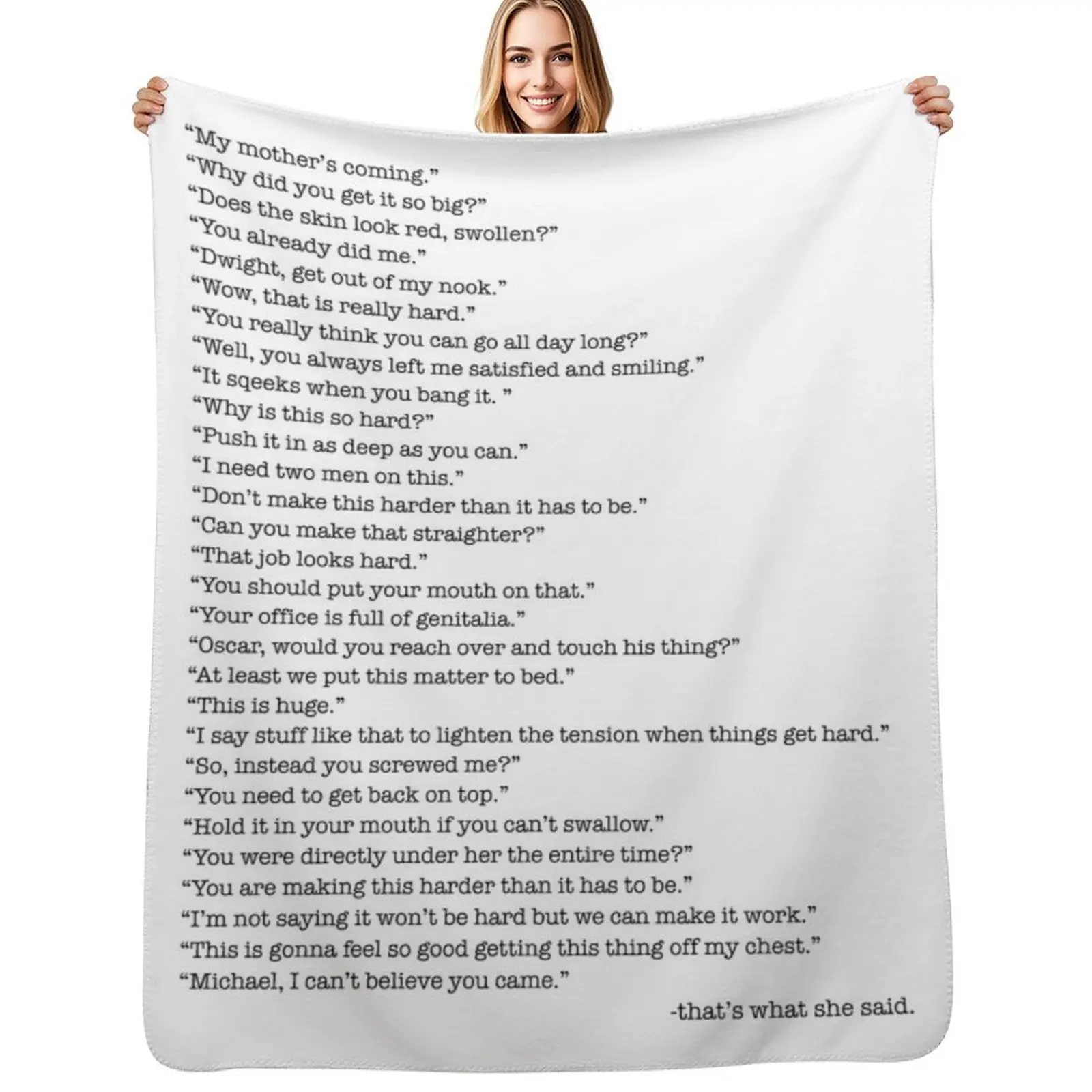 

Every That's What She Said From The Office Throw Blanket Warm For Decorative Sofa Plaid on the sofa Blankets