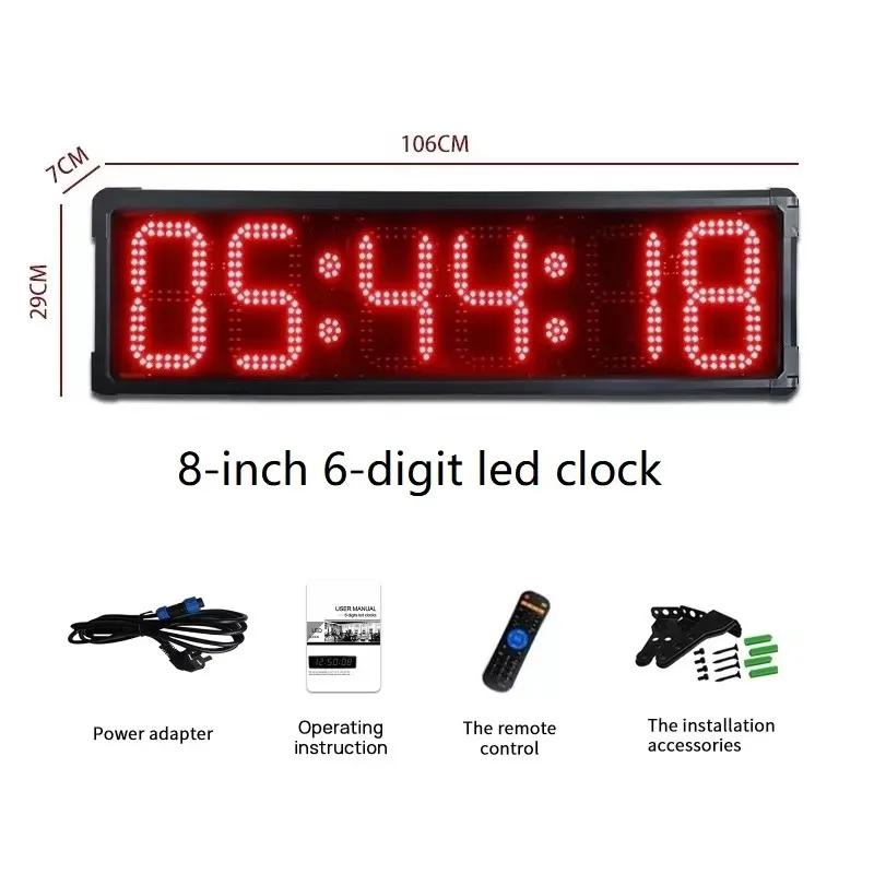 6-Position 8-inch Marathon Timer Outdoor Sports Running Waterproof Race Countdown Digital Countdown Clock