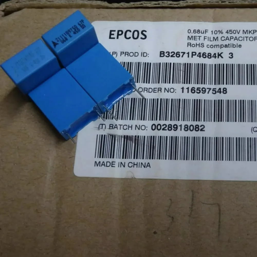 5pcs/lot EPCOS MKP 0.68uf 450v u68 680nf 684 K Brand New 10mm Film Capacitor B32671P4684K (Short Pins / Long Pings)