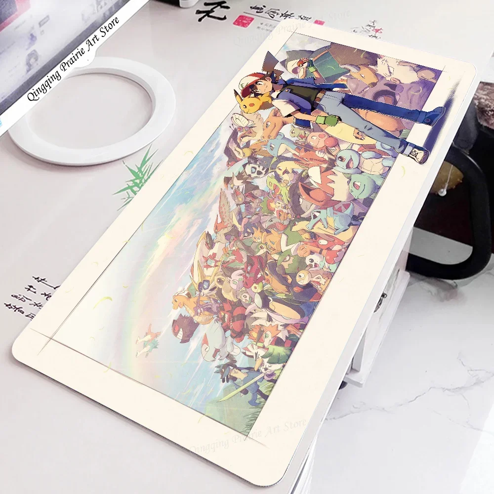 P-Pokemon Game Anime Battle Mousepad Mouse Mat حصيرة مكتبية مع وسادة ملحقات الألعاب Prime Gaming XXL لوحة المفاتيح حصيرة الحشو