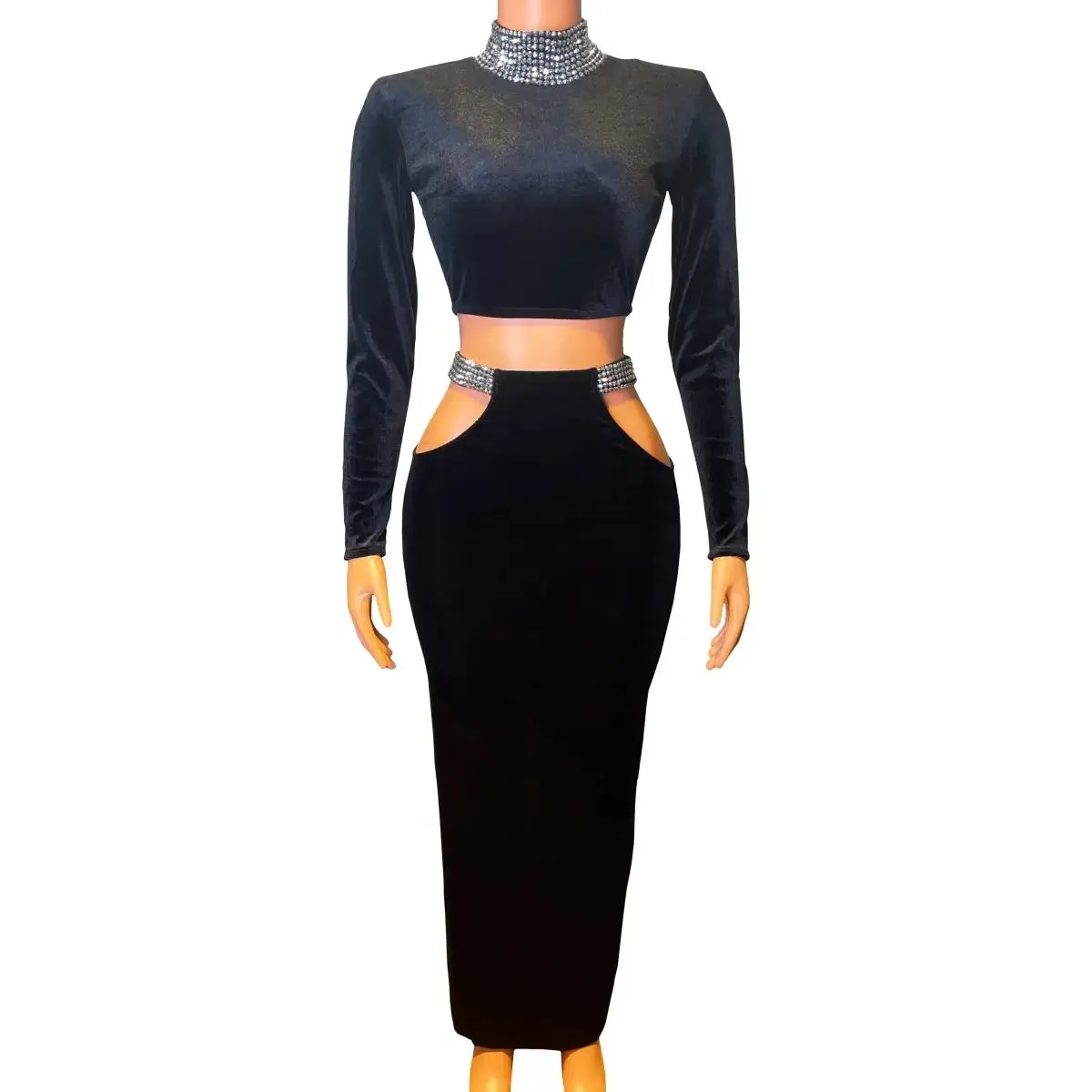 

European/American Sexy Long Sleeved Split Suit Bar Nightclub DJ Female Singer Dance Team Performance Clothing Party Theme Show