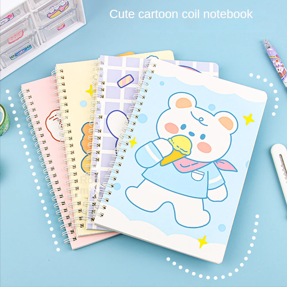 1Pcs 60Sheets Creative Cartoon Coil Book Notepads Thicked Simple Loose-leaf Planner Notebook School Student Stationery Supplies