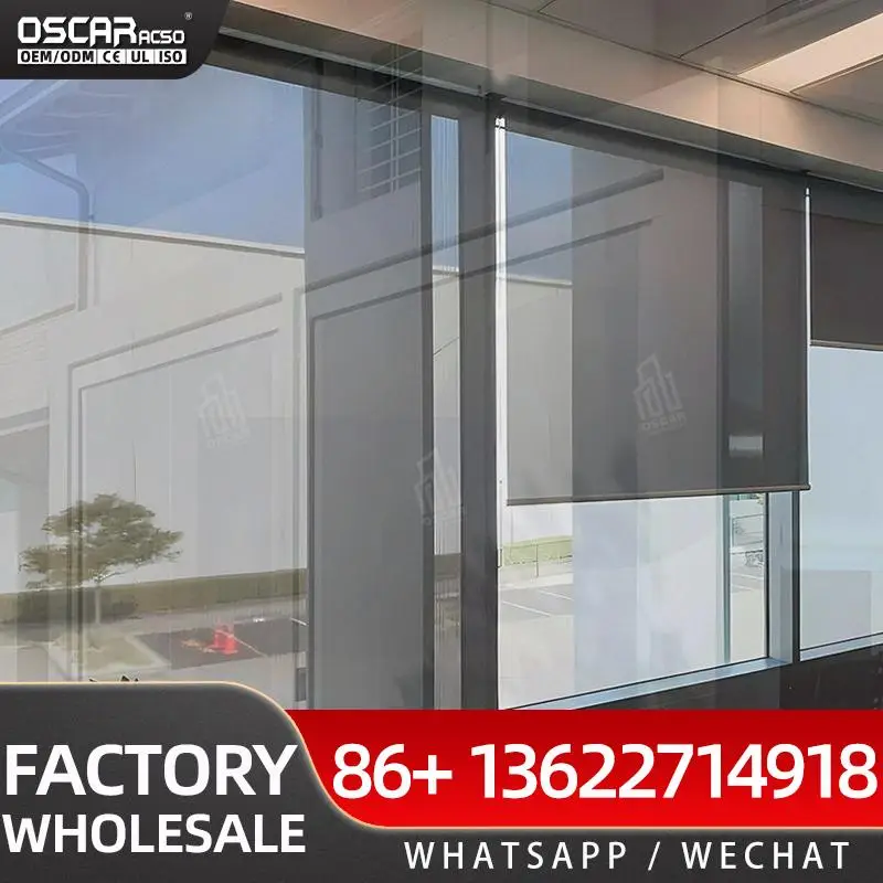 Heavyduty Windproof Custom Outdoor Patio Zipped Rail Sun Shading Motor Roller Shades Rolling Blind