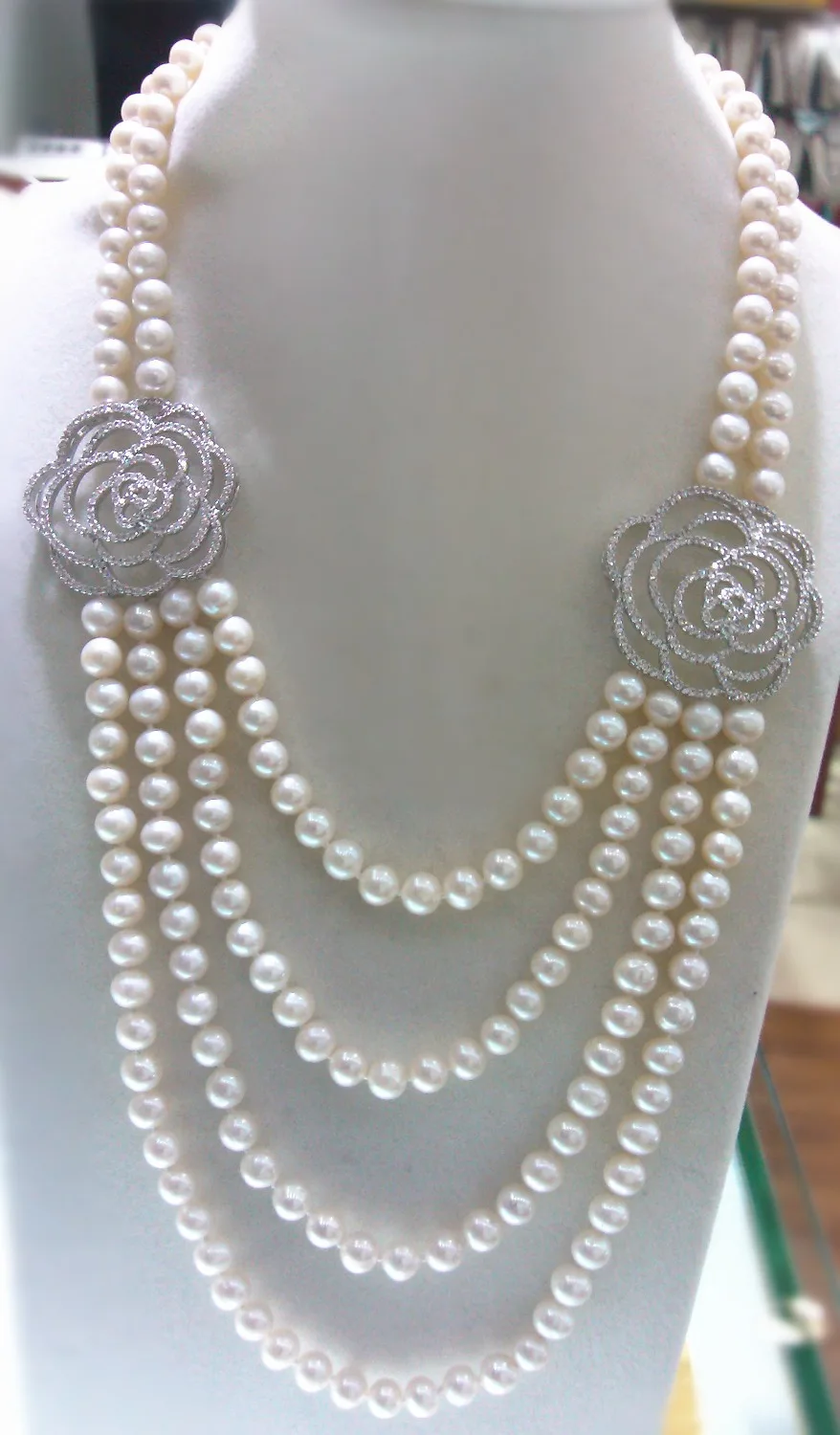 

wholesale high quality nice design natural AA 9-10mm white freshwater pearl necklace