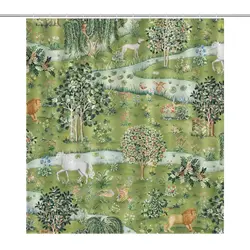 William Morris Shower Curtain Watercolor Vintage Flower Art Style Shower Curtain for Bathroom Waterproof Bath Curtain With Hooks