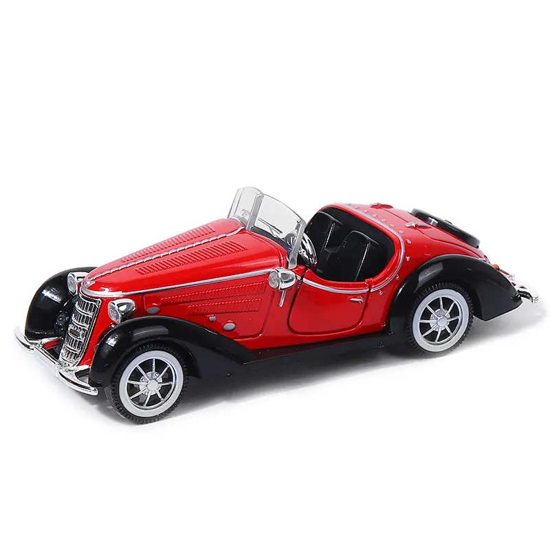 Die cast model 1:32 alloy open and closed canopy vintage car model, children\'s toy car ornament, rebound car model, can open doo