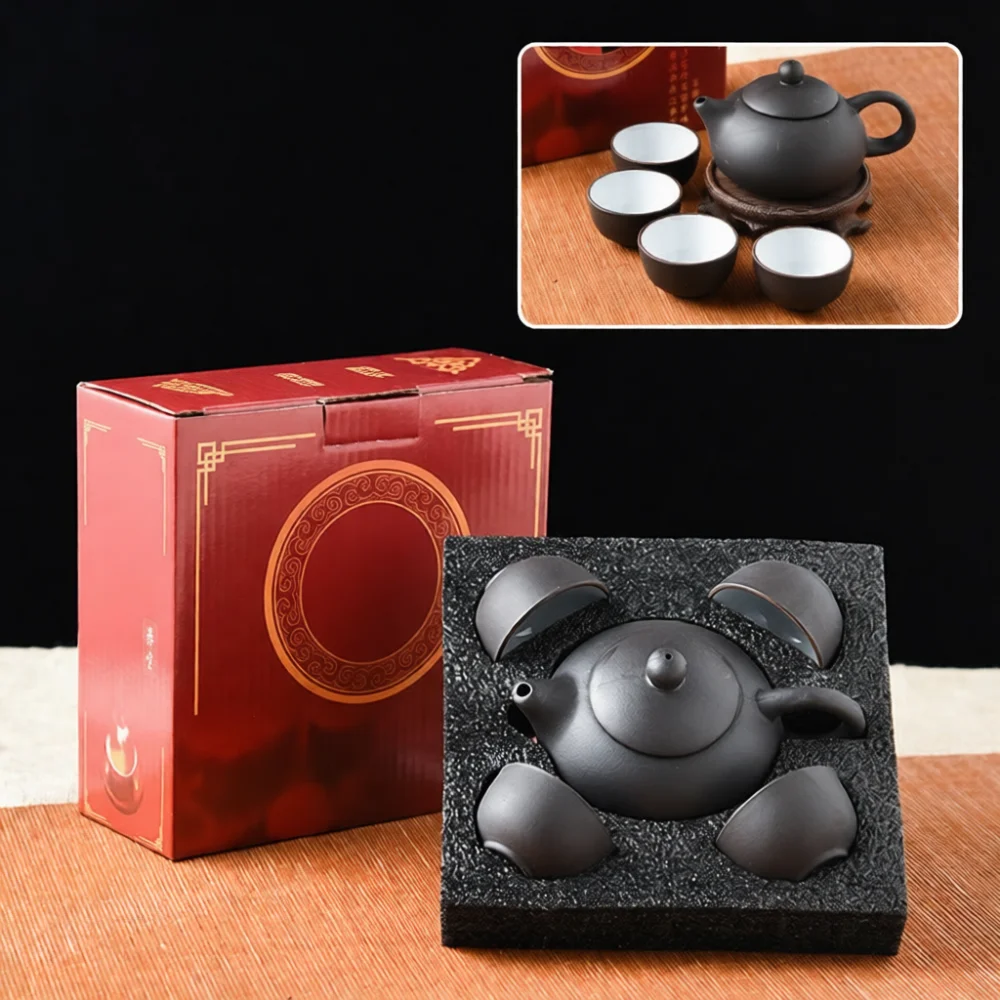 Exquisite Ceramic Kung Fu Tea Set Pot Cup Set Oriental Art Decor Portable Gift Package For Holiday Business Present