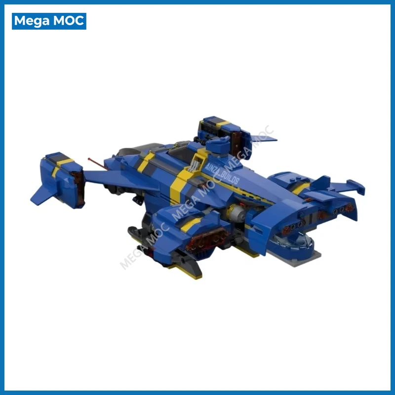 MOC Interstellar Spaceship Building Blocks Futuristic Spacecraft DIY Assembly Ornament Model