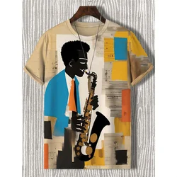 Musical Instrument Pattern T Shirt For Men Music 3D Printed Tee Summer Casual Short Sleeve Round Neck Tops Loose Street T-Shirts