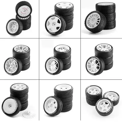 RC 65mm Gomma Pneumatico Ruota Pneumatico 12mm Esagonale per Tamiya TT01 TT01E TT02 TT02B XV01 TA06 PTG-2 1/10 RC Auto Da Corsa Aggiornamenti Parti