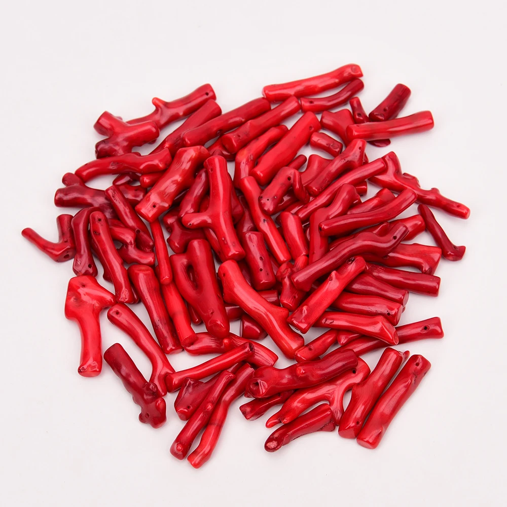 APDGG 20 Pcs AA+ Big Natural Red Coral Top Drilled Branch Nugget Freeform Fancy Gems Loose Beads Jewelry Making DIY