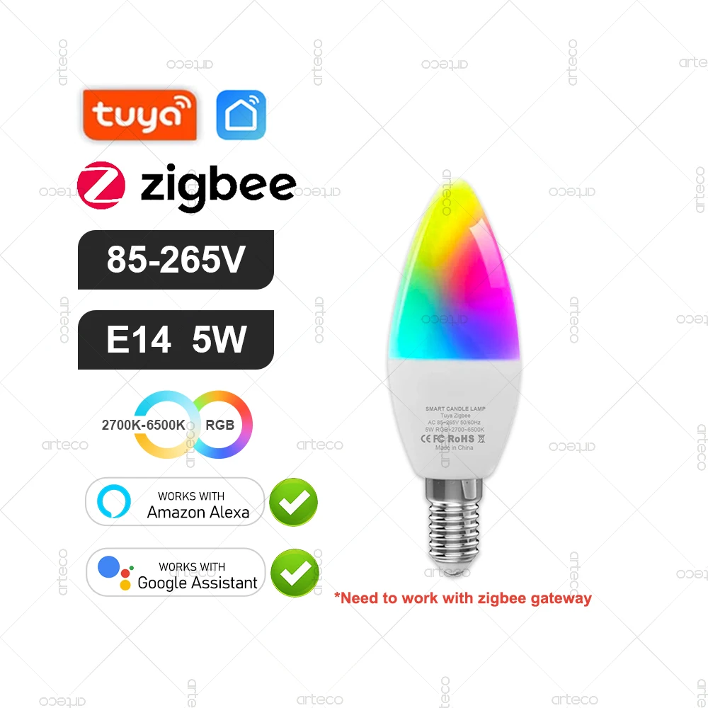 Tuya E27 GU10 E14 Lamp WiFi Zigbee Bluetooth, Dimbare Smart LED Lamp 2700-6500 K RGBCW, LED Gloeilamp Werk Met Alexa Google Thuis