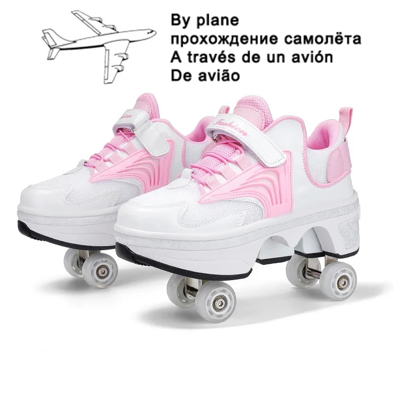 Casual Sneakers Walk Roller Skates Deform Runaway Czterokołowe łyżwy dla dorosłych mężczyzn Kobiety Unisex Dziecko Deform Wheel Parkour Shoes