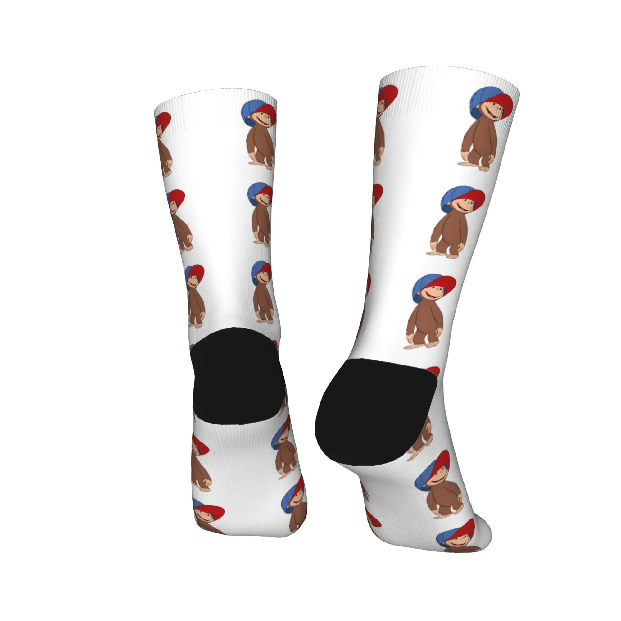Cartoon Monkey C-Curiouss Georges Socks  Non Skid Stockings Men High Quality Skateboard Socks Autumn Funny Graphic Socks view 4