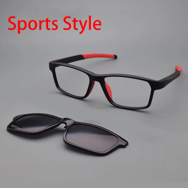 Transparent Glasses Male Sports Style Eyeglasses Frame Magnet Clip Ultra-light Glasses Polarized Sunglasses Night Vision Goggles
