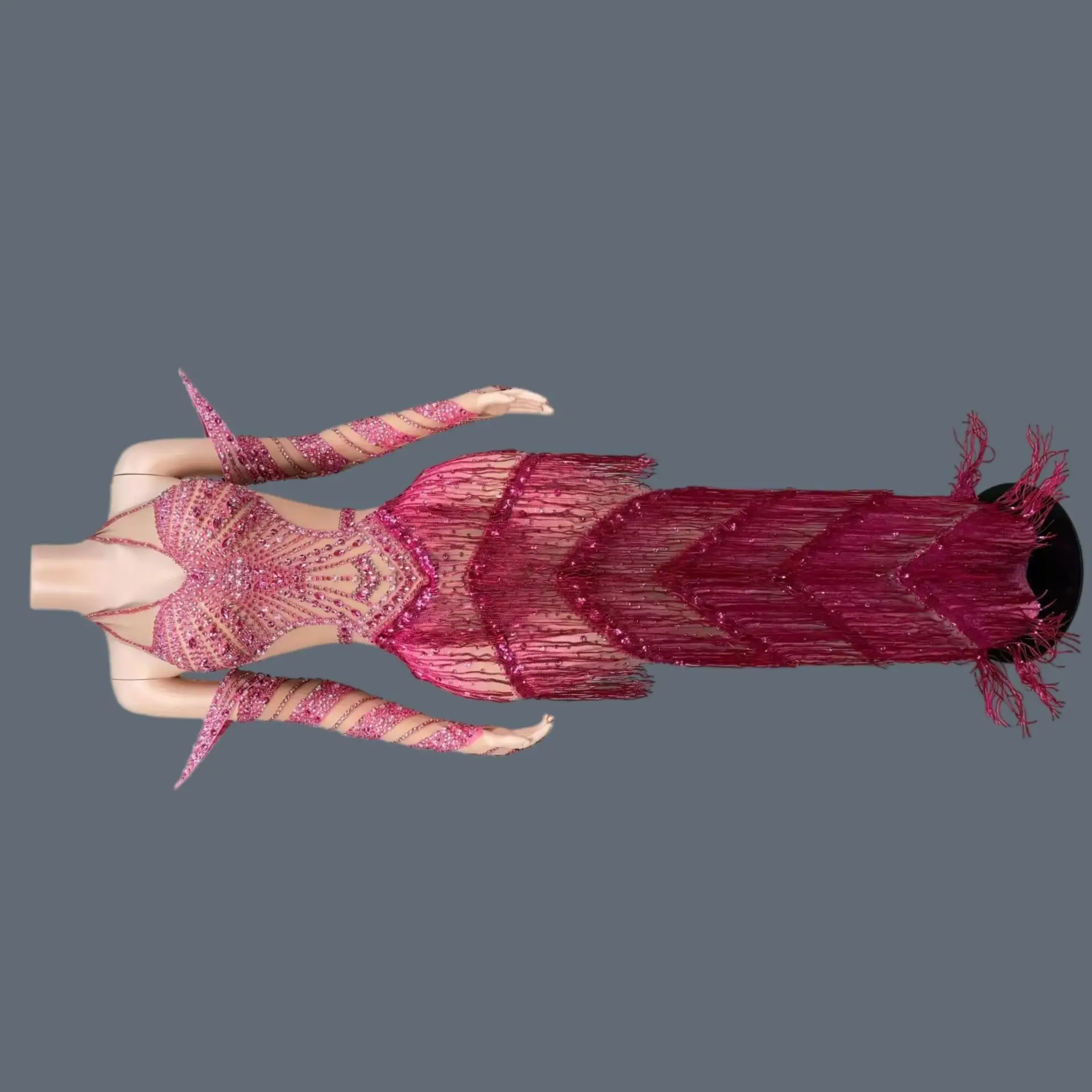 Vestido de Noche Rosa Brillant - Sparkly Rhinestone Club Party Dress reseña y precio