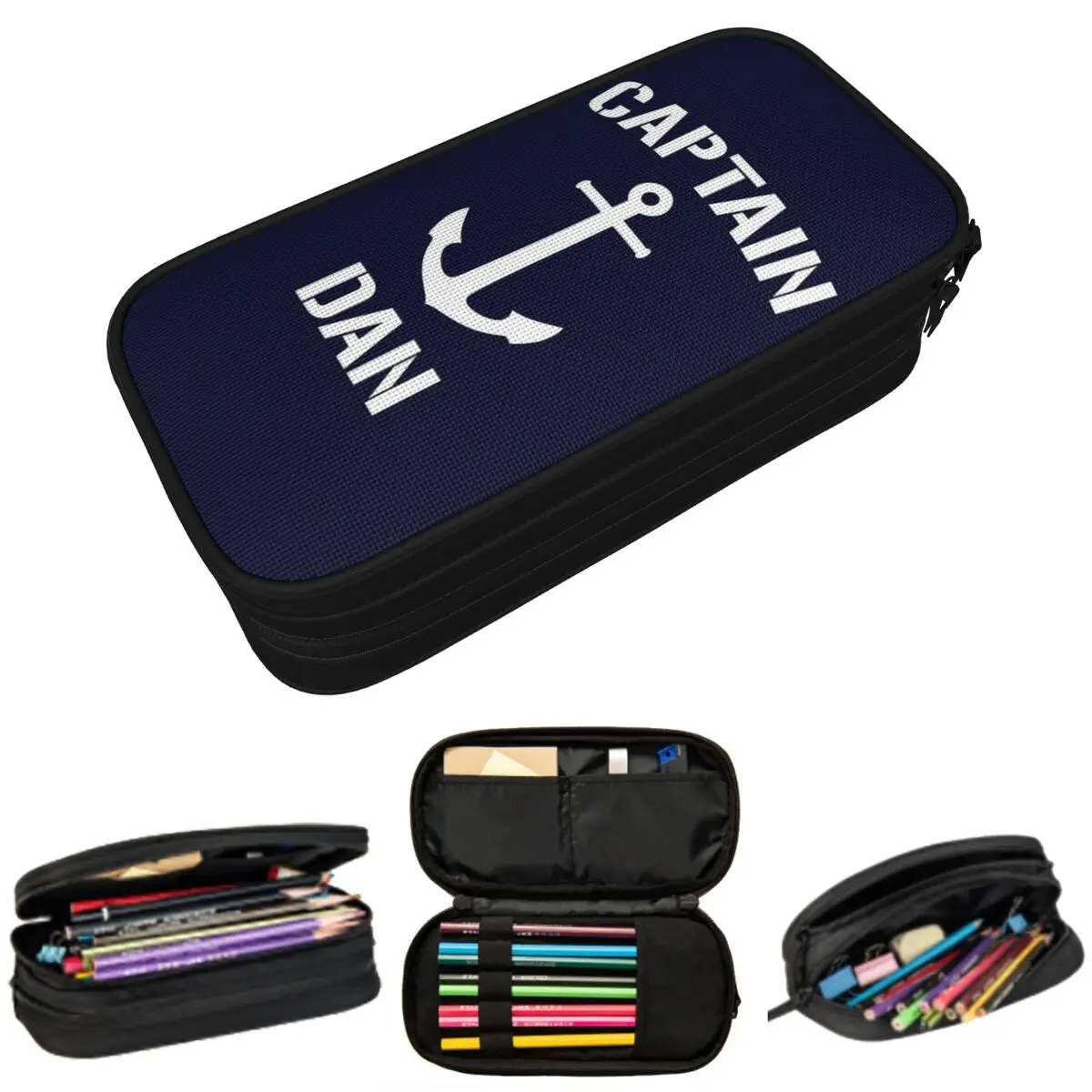 Federmäppchen mit nautischem Kapitän und Anker-Motiv für Jungen und Mädchen, Geschenke, Stiftbox, Bleistiftbeutel, Schreibwaren, Stifthalter-Tasche