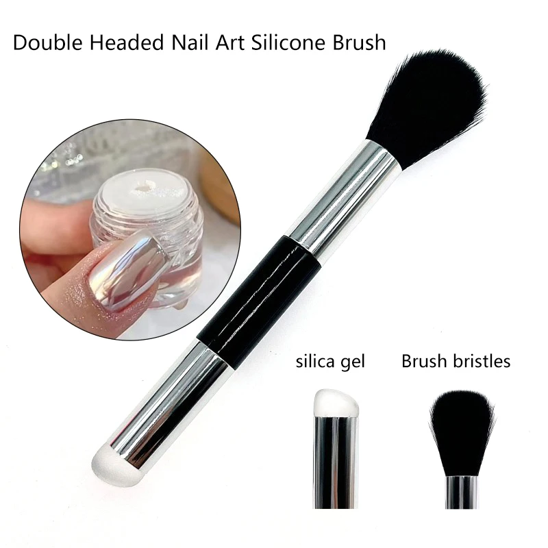 

Double Headed Nail Art Silicone Nail Brush Pens Nail Gel Dust Cleaning DIY Soft Manicure Tools Easy-Daub Pigment Fingertips Tool