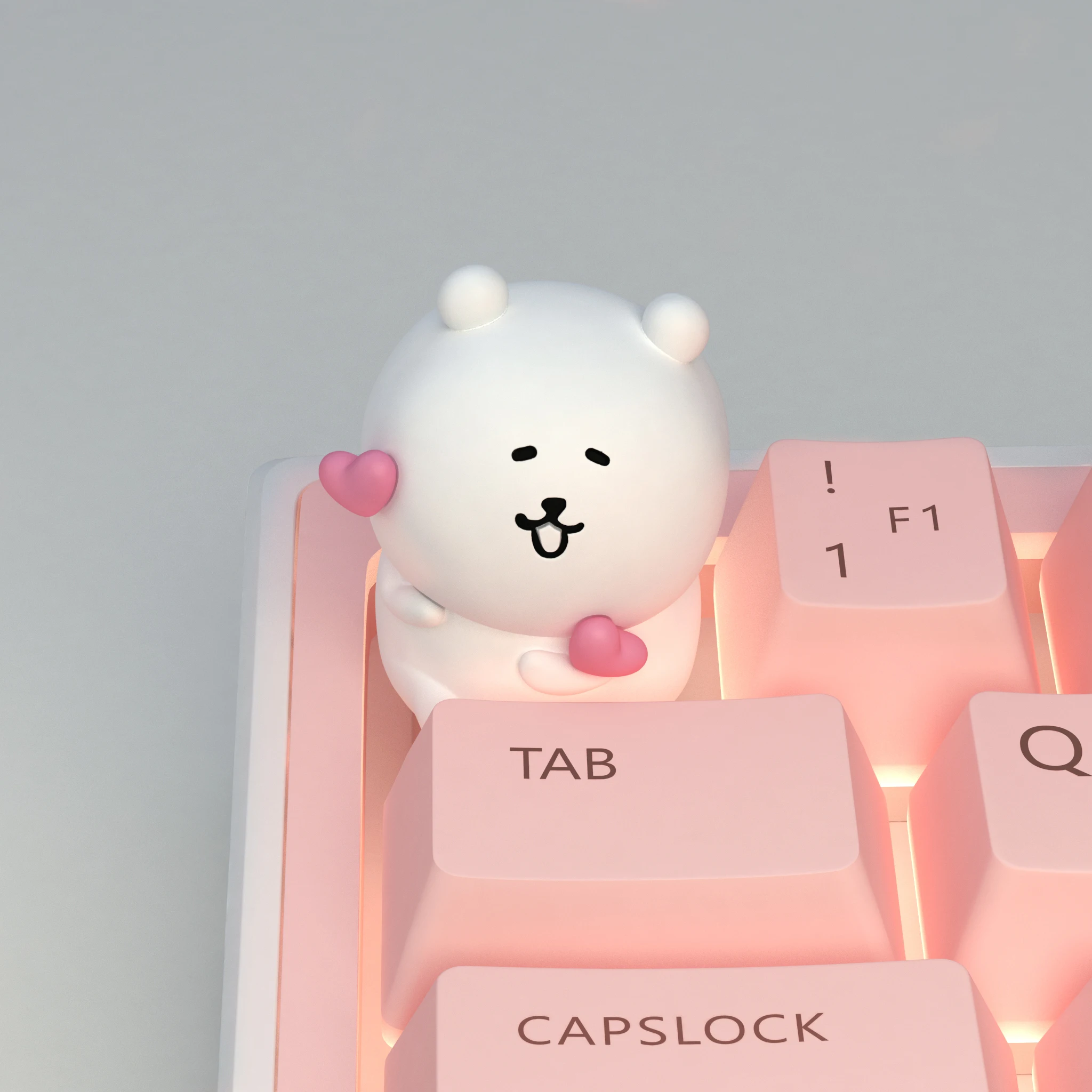 Cute Little White Bear Keycap Cartoon Resin Stereoscopic Game Mechanical Keyboard Personalized Replacement Keycap ESC