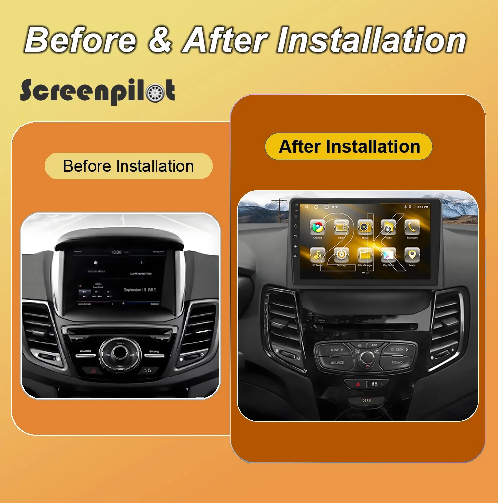 Android 16 Stereo Head Unit For Ford Fiesta 2009 2010-2016 2K QLED Car Radio Multimedia Video Player Android Auto Gps navigation