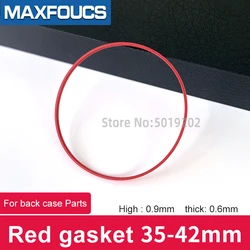 Rote Dichtung 0,6mm dick 35-42mm O Ring passt Uhrengehäuse zurück für Tissot Lelode Seastar Prx Reparatur Uhren Ersatzteile, 1 stücke