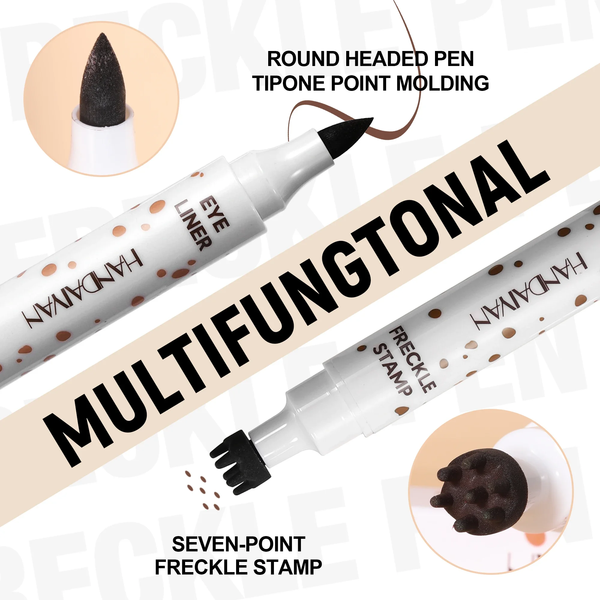 قلم النمش المقاوم للماء ذو نهاية مزدوجة قلم النمش المزيف الطبيعي النابض بالحياة لمظهر دائم قلم نقطة للضوء/البني الداكن