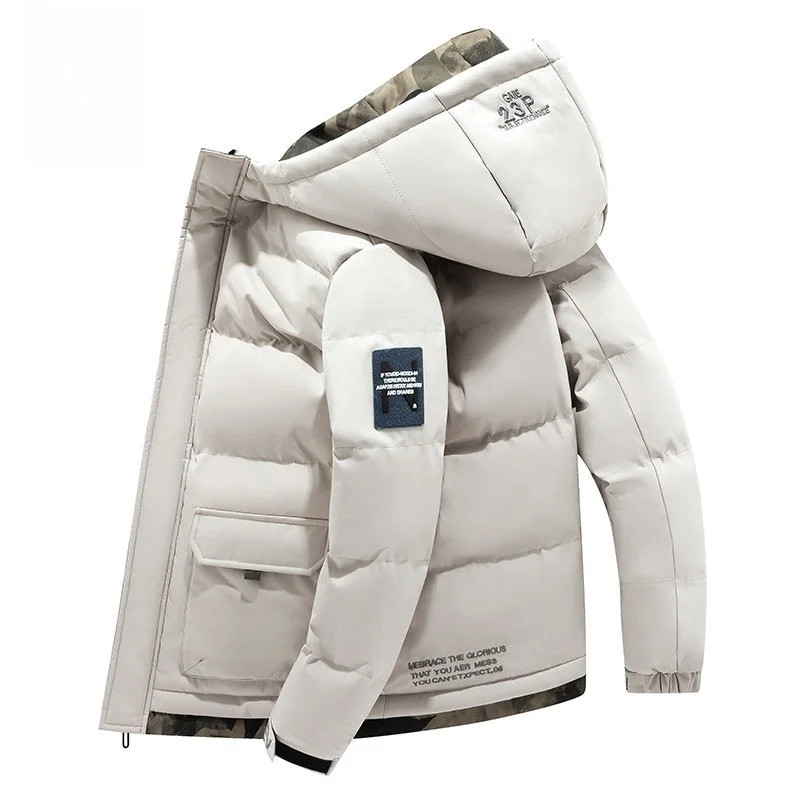 Thiened down Jaet Men's Outerwear Loose Winter Warmth Resistance Cotton Clothes Trendy Urban Casual Sle Zipper Closure