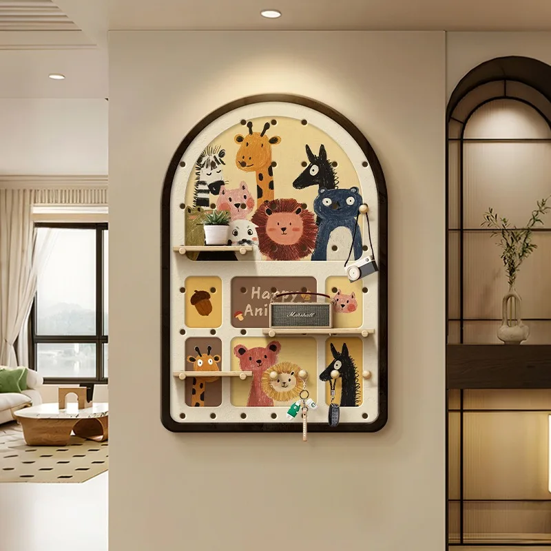 Cave board storage wall entrance door modeling wall children's room layout bedroom wall decoration entrance hanging pictures
