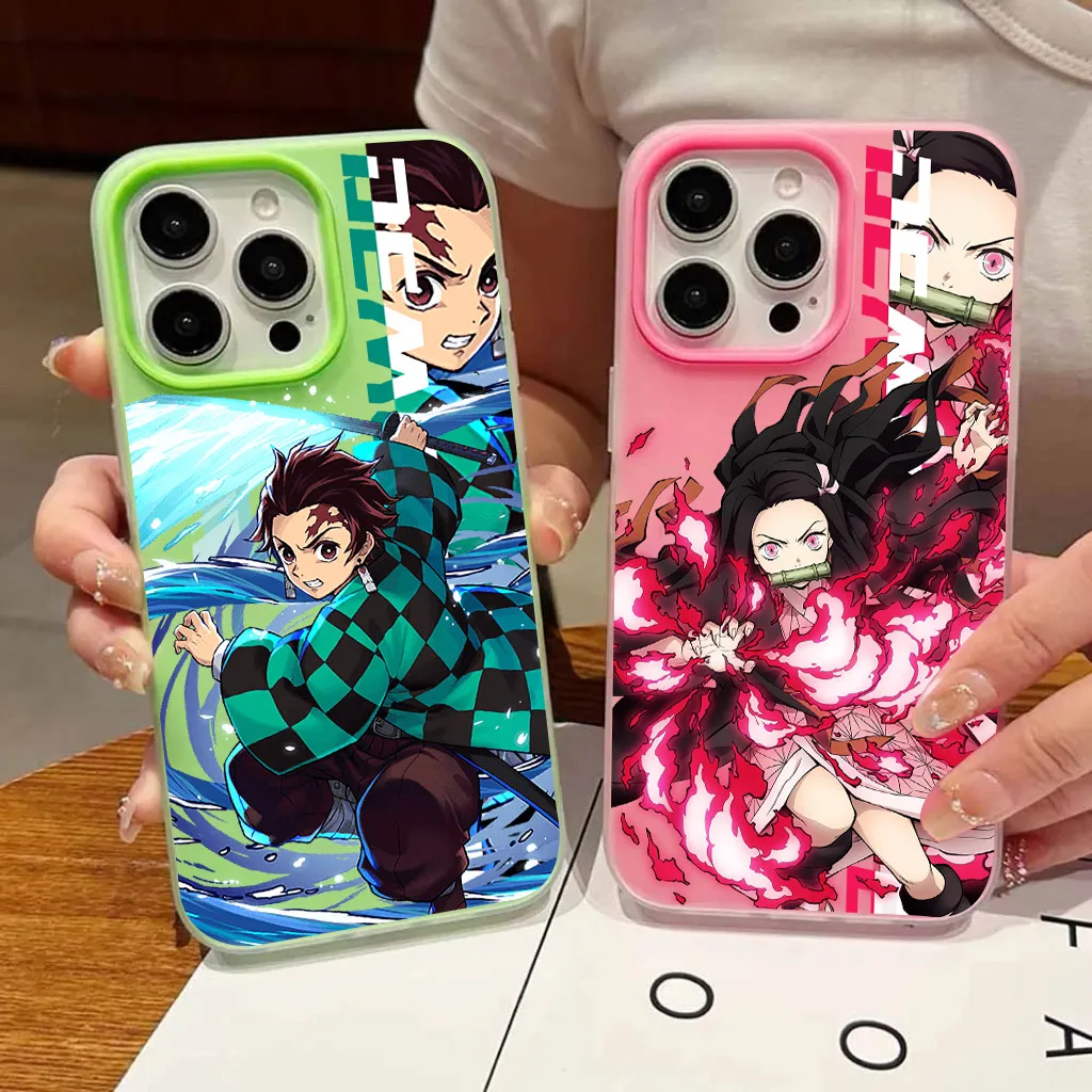 Candy Color 2 in 1 Phone Case for Samsung Galaxy A57 A56 A36 A26 A17 A35 A16 A55 A54 A34 A24 Japan Anime Demon Slayer 4G 5G