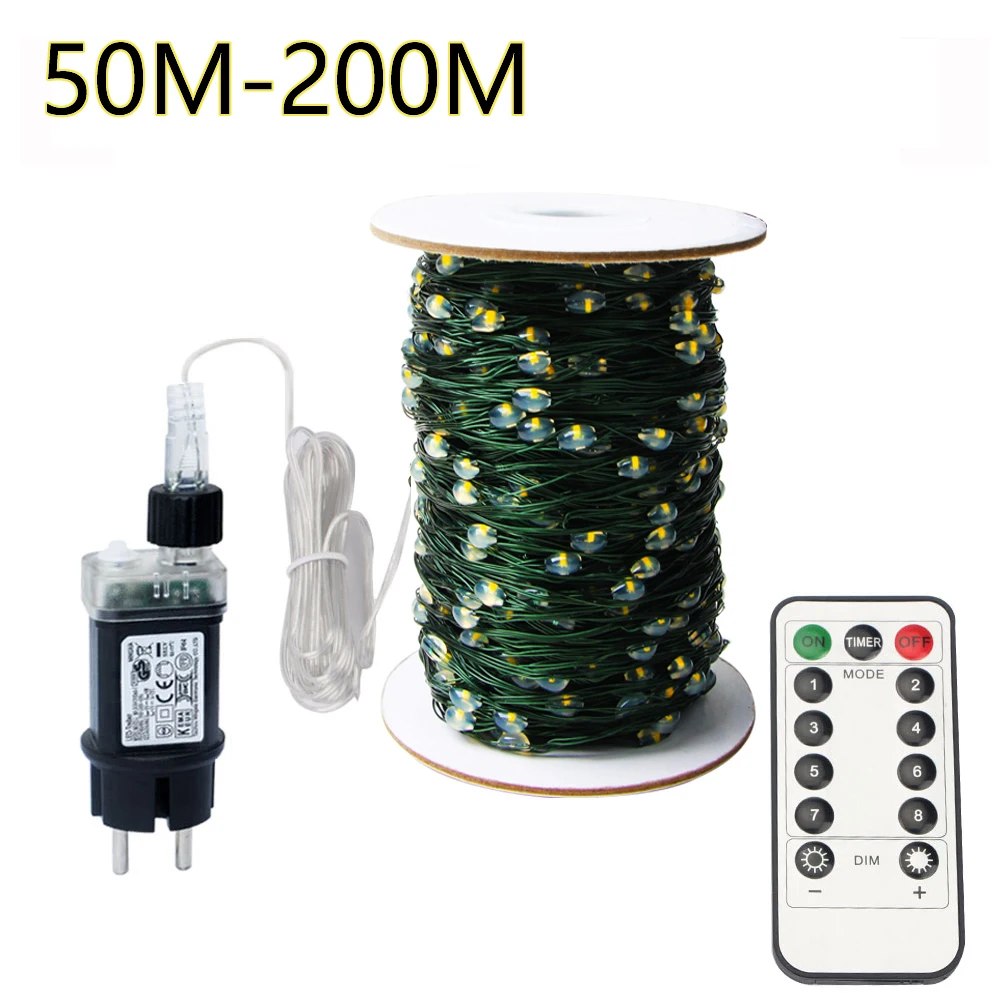 50M 100M Lichterketten Outdoor LED Weihnachtsbaum Lichterkette Girlande für Neujahr Hochzeit Garten Party Terrasse Baum Dekoration