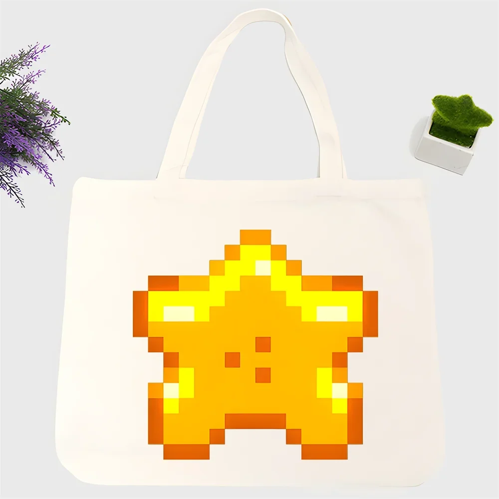 Stardew Valley Gaming Chicken وصل حديثًا حقيبة قماش فنية حقائب تسوق مطبوعة بسيطة للفتيات حزمة عادية للحياة #4