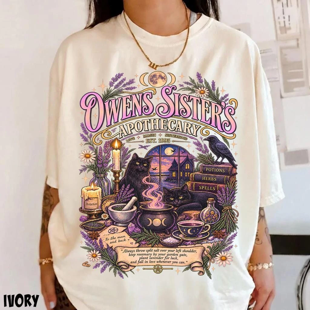 Praktisches Magic-Shirt Owens Sisters Apotheker-T-Shirt Hexen-Halloween-T-Shirt für die gruselige Jahreszeit, kurzärmeliges Damen-T-Shirt für Unisex – Detail 7