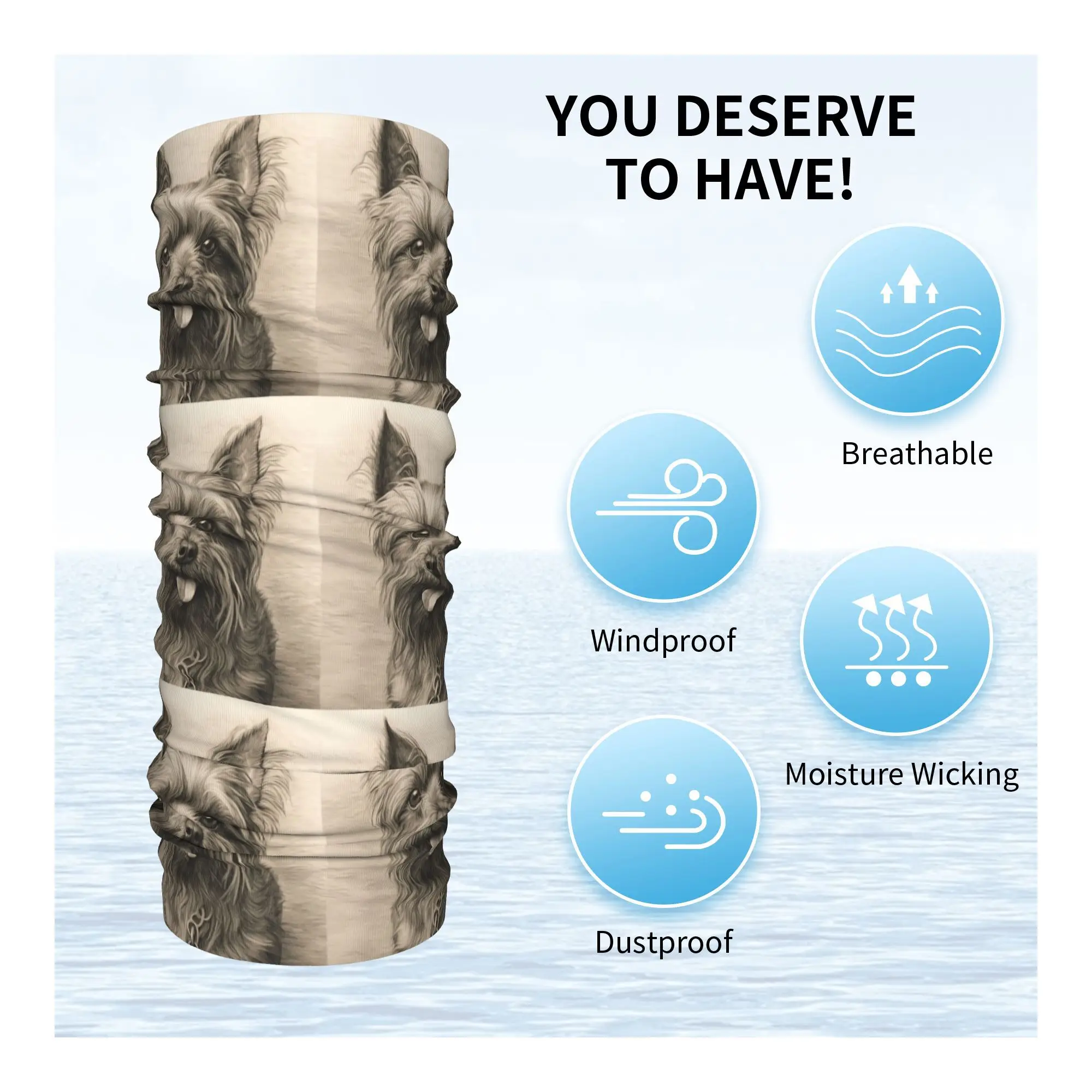 رائعتين يوركشاير جحر الكلب باندانا غطاء الرقبة المطبوعة الوجه وشاح دافئ ركوب الدراجات وشاح الجري للجنسين الكبار كل موسم