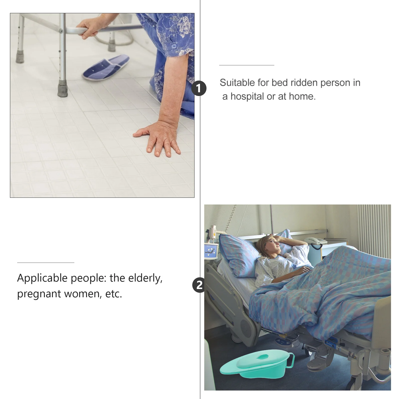 

1 шт. подножное судно с крышкой, портативное, легкое, прочное, пластиковое, подководное, для пожилых пациентов, ухода за здоровьем, прикованное к постели