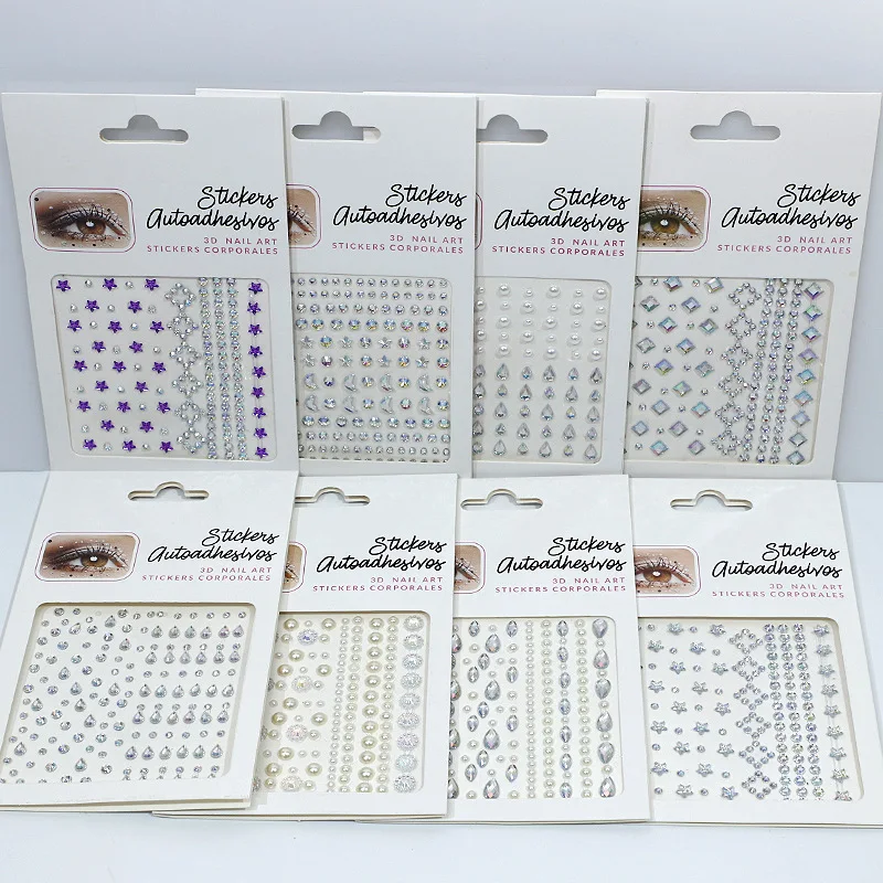 Karsyngirl 1 Sheet Eye Body Face Gems Jewels Rhinestone Stickers Self Adhesive Crystal Rainbow Makeup Diamonds Face Stick Gems