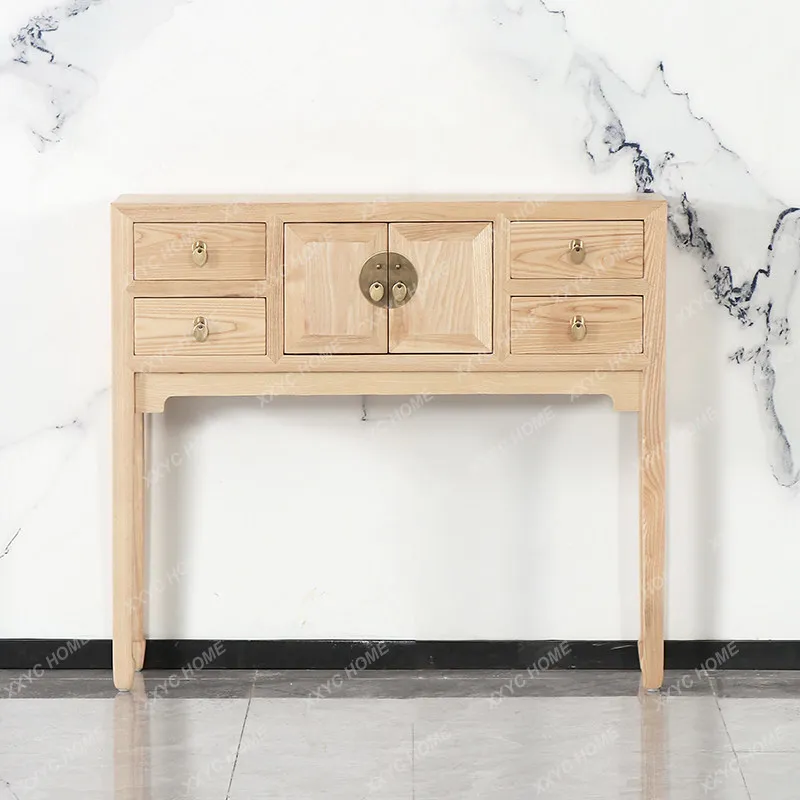 XXNew Chinese style antique simple entrance cabinet solid wood storage dressing