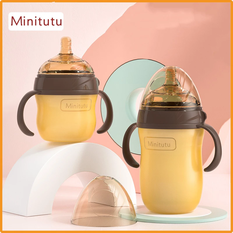 【 Minitutu 】Wide Mouth Silicone Weaning Baby Bottle, 7.0 Caliber All-Silicone Feeder, Easy to Clean Bottle