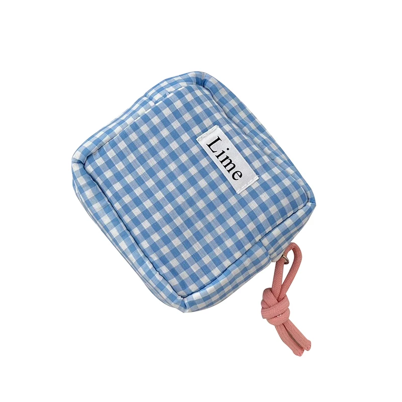 Mini sac à main à grille bleue, petit sac carré avec sac étudiant, portable et portable, mini portefeuille multifonctionnel Adtos, 1PC