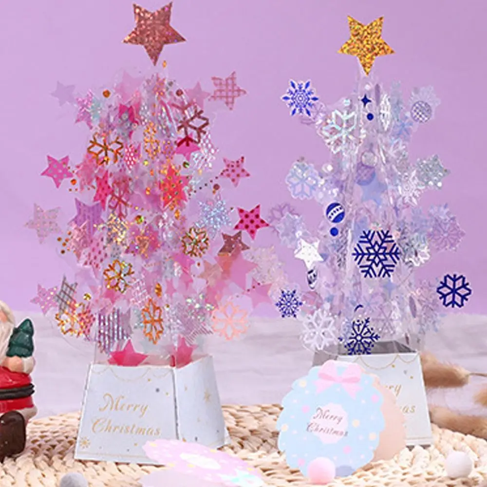 Foldable Christmas Crystal Greeting Card Wishing Handmade Appreciation Card Paper Elegant 3D Gift Card New Year Gifts