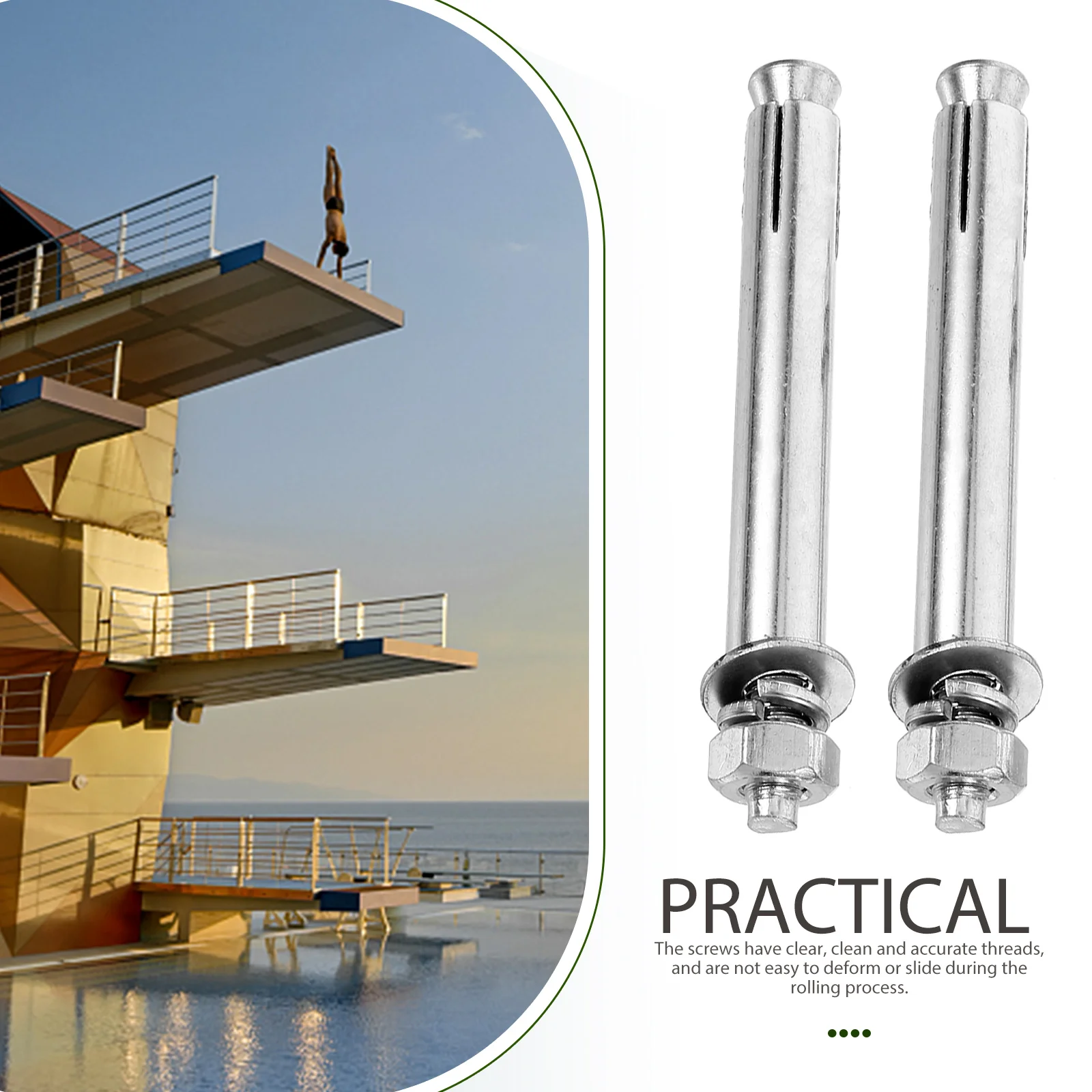 4 قطعة طقم مسامير ربط لوح الغوص مسامير تثبيت قوية من الفولاذ الكربوني لحمام السباحة لوحة الغوص ملحقات استبدال الاستقرار