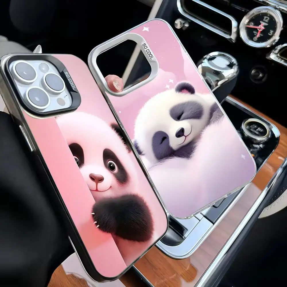 

Cute Panda Cartoon Phone Case For iPhone 16,15,14,13,12,11,Mini,Pro,MAX White Matte Shockproof Cover
