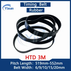 HTD 3M Timing Belt Length 519 522 525 528 531 534 537 540 543 546 549 552mm Width 6/9/10/15/20mm Belt for Butter Mixer Eggbeater