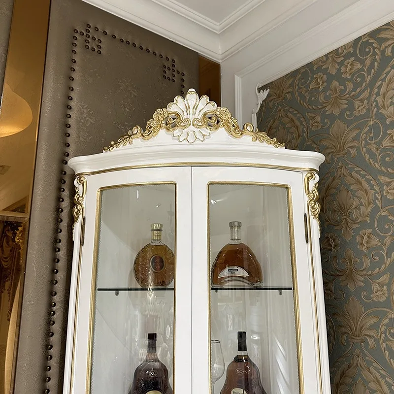 Hh2cc solid wood wine cabinet, living room luxury carved high partition cabinet