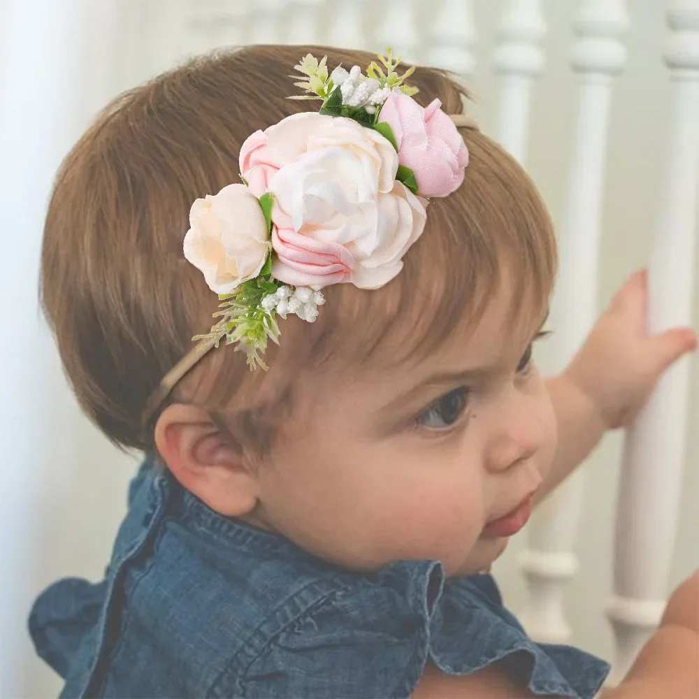 Diadema de estilo Pastoral para niños, superelástica, Floral, estilo coreano, novedad de 2024