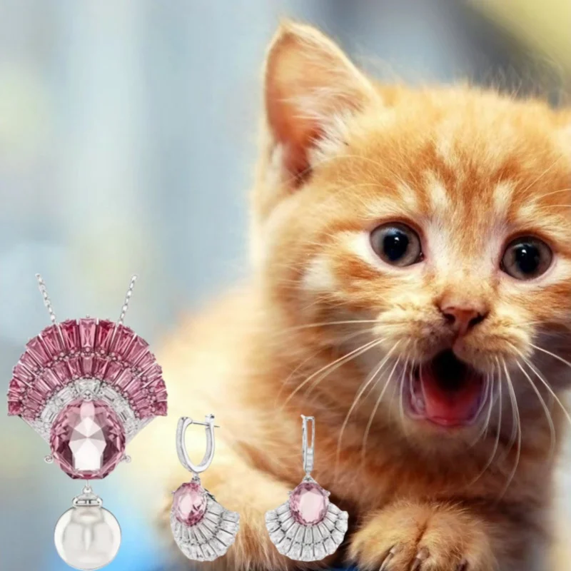 

2025 Cat New Necklace Exquisite Charm Jewelry Set Jewelry Shell Earrings Luxury Personalized Exquisite Birthday Gift
