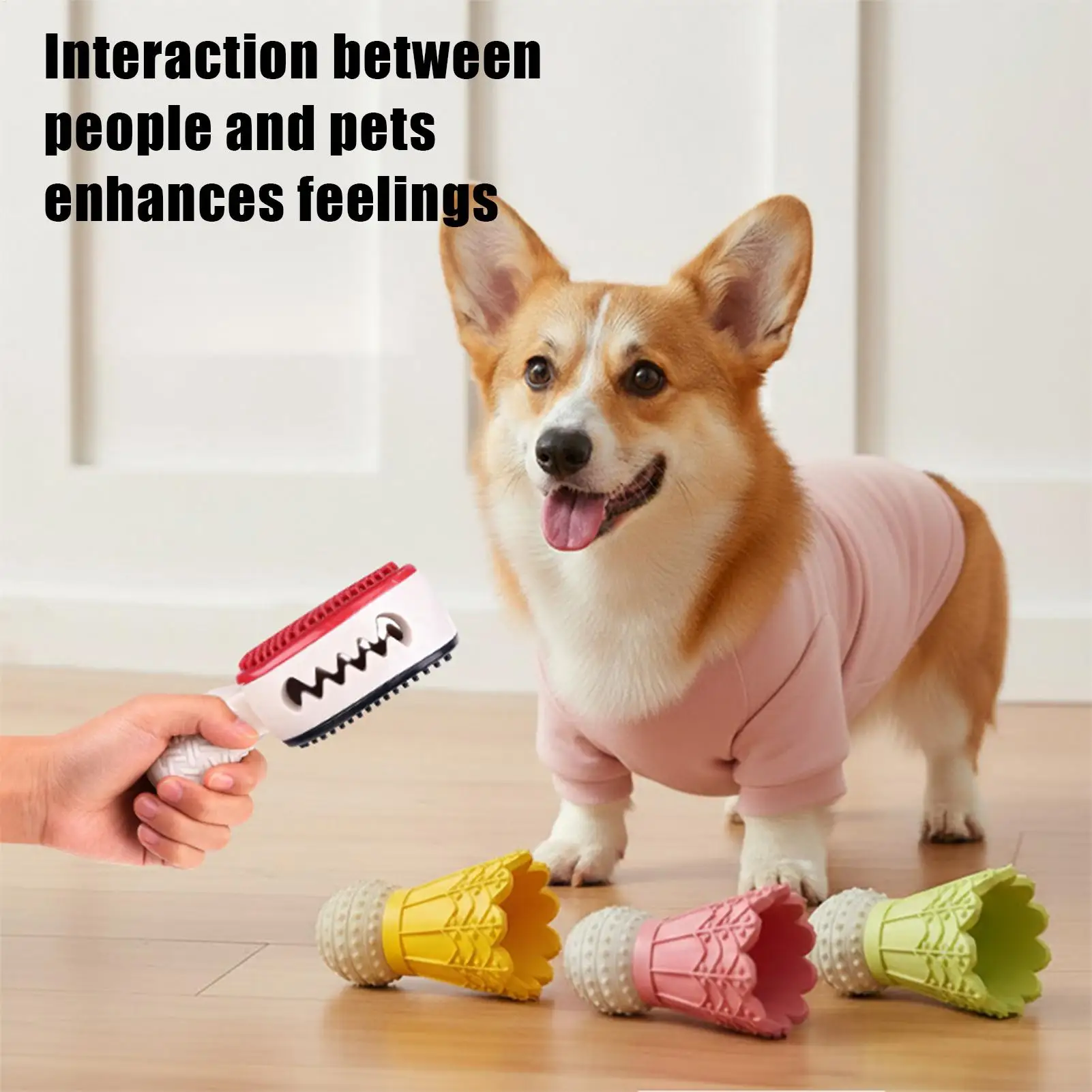 Dog Food Dispenser Toy Fun Badminton Shape Bouncing Teether With Bell Dog Chew Toy For Travel Pool Park Yard Bedroom Garden