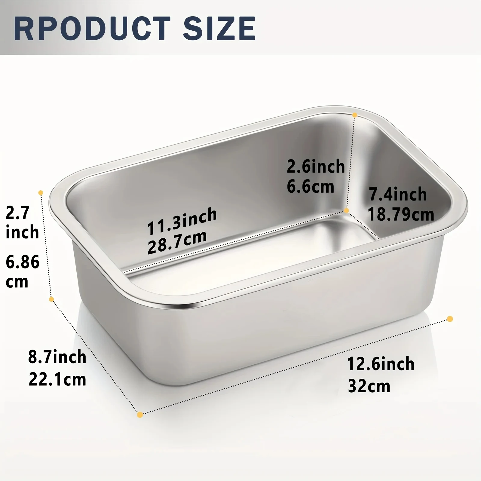 Large Capacity Dog Bowl Food Grade Stainless Steel Pet Feeding Bowl Thick Smooth Metal Food and Water Tray for Cats Dogs Feeding