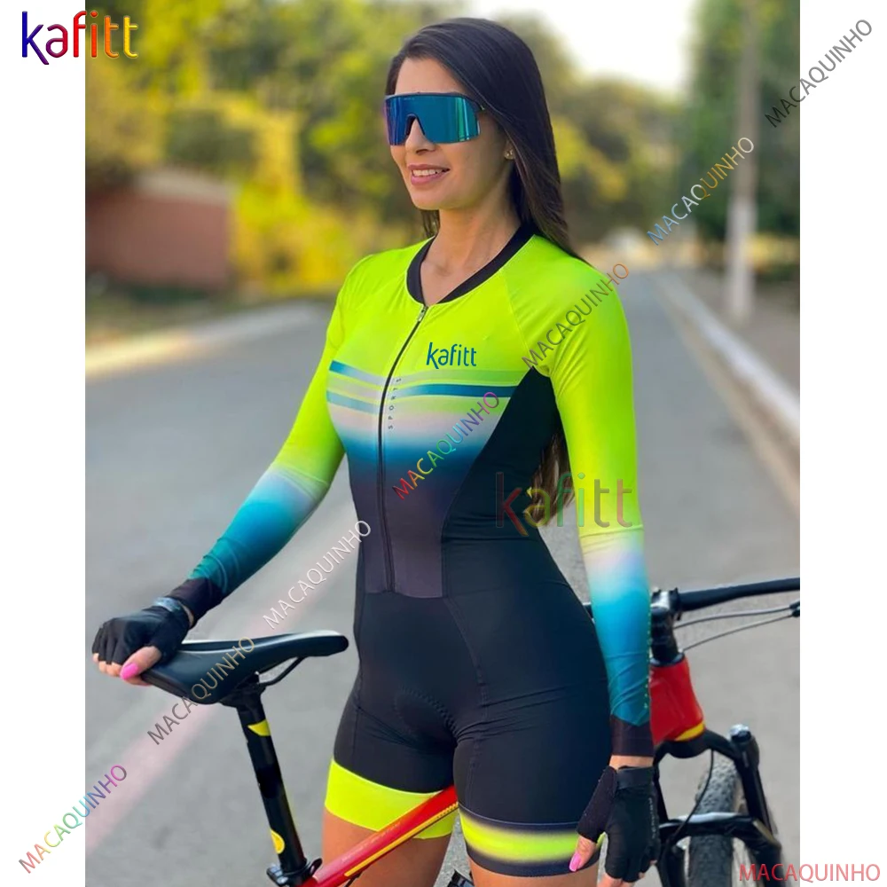 

Mexico Bike Workout Clothes Women's Cycling Jumpsuit 2022 Long Sleeve Green Triathlon Macaquinho Ciclismo